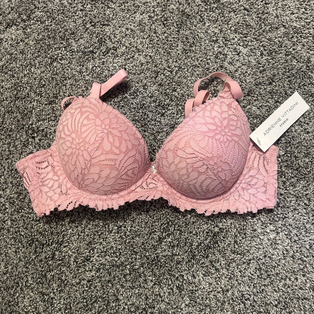 Pink Lace Bra with Molded Cups and Underwire